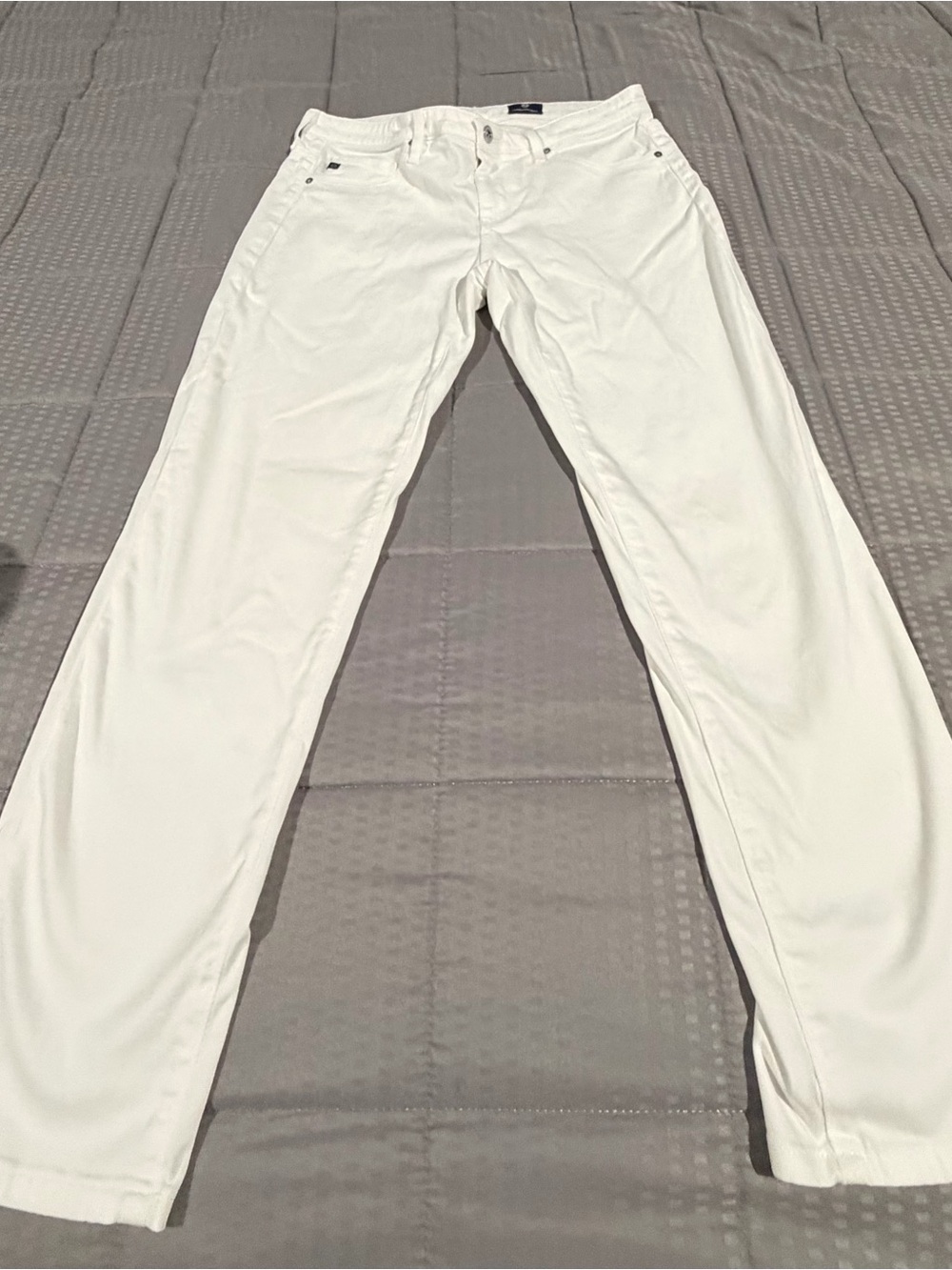 AG Adriano Goldschmied White Straight-Leg Jeans